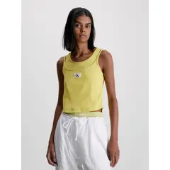 CALVIN KLEIN - Camiseta De Tirantes Acanalada De Dos Capas Mujer Amarillo