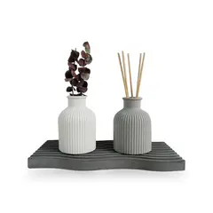 DE CONCRETO MATERAS Y DISEÑO - Bandeja Olas de Cemento 2x25x11.5 cm Oscuro