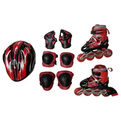 AMERICO SHOP - Kit Patines en Linea Expandibles Con Luz Protecciones TallaM