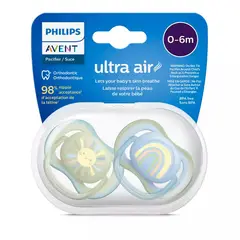 PHILIPS AVENT - Chupo de Entretención Ultra Air, Sol Y Arcoíris Azul 0 a 6 Meses Avent