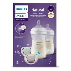 PHILIPS AVENT - Set Teteros Natural Response, 4Teteros 9oz y 4oz 2 Tetinas Medianas, 2 Chupos Ultra Air 0 A 6 Meses