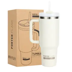 BUFFER FLASK - Vaso Termo Termico Manija Y Pitillo 1.2L Acero Inox - Crema