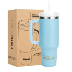 BUFFER FLASK - Vaso Termo Termico Manija Y Pitillo 1.2L Acero Inox - Celeste