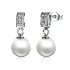 ALHAJAS - Aretes Topos Elegantes Perlas Para Mujer Fabricados En Plata 925