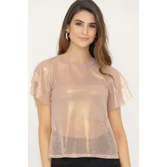 RAGGED - Blusa gloss mesh Cobre