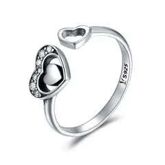 GENERICO - Anillo Alhajas Ajustable Para Mujer Corazones Amor En Plata 925