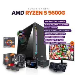 AMD - PC GAMER RYZEN 5 5600G RAM 16GB/ SSD 512GB MONITOR 24" + COMBO TECLADO Y MOUSE