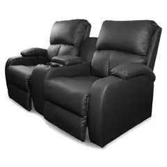 MICA - Sofá Reclinable Moderno Cuerina 2 Puestos Push Arm New Rest 163 x 92 x 95 Café - Mueble - Mueble