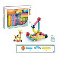 JUGANDO Y EDUCANDO - Kit Bloques De Construcción Magnéticos Para Niños 25 Pcs