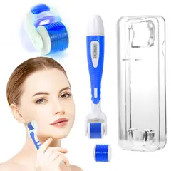 CARER SPARK - Derma Roller 0.5mm Microaguja Facial Con 540 Pines Led Azul