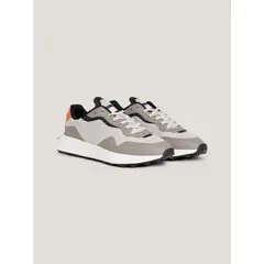 TOMMY HILFIGER - Tenis Estilo Running De Texturas Mixtas Hombre Gris