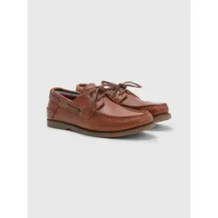 TOMMY HILFIGER - Náuticos Marrones De Cuero Con Cordones