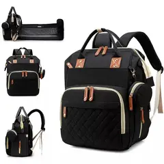 ONE PIXEL - Bolso Pañalera Con Cable Usb Y Monedero Negro