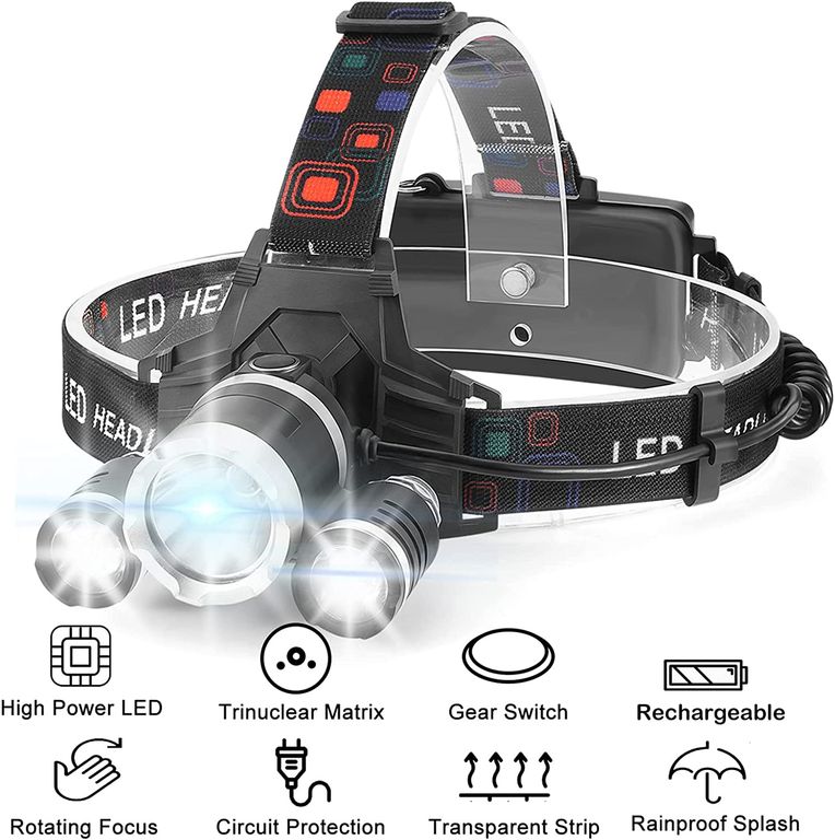Linterna Led De Cabeza Recargable Tipo Minera 6000 Lumen