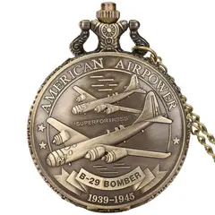DAYOSHOP - Reloj Bolsillo Avion Fuerza Aerea Vintage Unisex Estuche