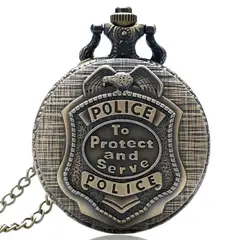 DAYOSHOP - Reloj Bolsillo Policia Escudo Vintage Unisex Estuche