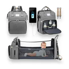 GENERICO - Morral Pañalera Tipo Cuna Con Cambiador De Bebe Plegable