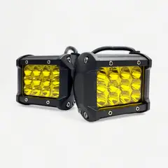 GENERICO - Exploradoras Led Antiniebla Amarillas Aluminio Moto o Carro - Negro