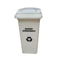 TRIPLE CLEAN - Contenedor de basura de 120 litros blanco