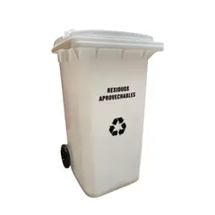 TRIPLE CLEAN - Contenedor de basura de 240 litros blanco