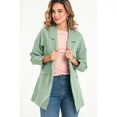 RAGGED - Blazer largo abierto Verde salvia