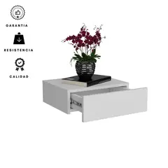 EKONOMODO COLOMBIA - Mesa de noche flotante con cajon blanco
