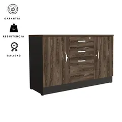 EKONOMODO COLOMBIA - Gabinete 2 Cajones 3 Puertas Lino Wengue Coñac