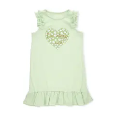 BABY PLANET - Vestido Verde En Rib Con Estampado Frontal Para Bebé Niña Baby Planet.-.-
