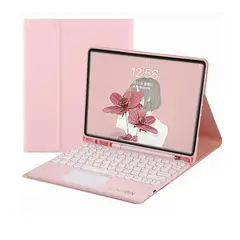 LINKON - Forro Smart Case Teclado Bluetooh Touch Pad Ipad - Rosa - 10,2"-