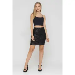 RAGGED - Mini falda monaco Negro