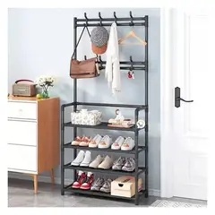 ONE PIXEL - Organizador Multifuncional Rack Zapatero Perchero 4 En 1 Negro