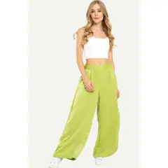 RAGGED - Pantalon palazzo satinado Verde olivo Ragged.