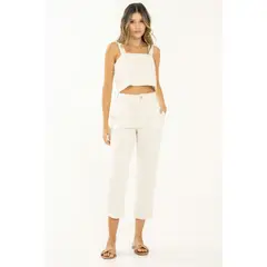 RAGGED - Pantalon lino egipcio Beige claro