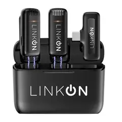 LINKON - Microfono Inalambrico Lavalier Solapa + Estuche Carga - Negro