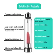 GENERICO - Termo Botella De Agua Con Cristales De Cuarzo Rosado Y Estuche