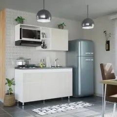 BERTOLINI - Cocina Integral 150m con lavaplatos derecho + 4 fogones Color Niebla