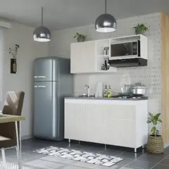 BERTOLINI - Cocina Integral 150m con lavaplatos izquierdo + 4 fogones Color Niebla