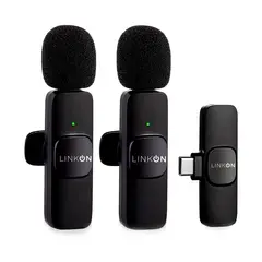 LINKON - Microfono Inalambrico Solapa 2x1 Iphone Tipo C - Negro-