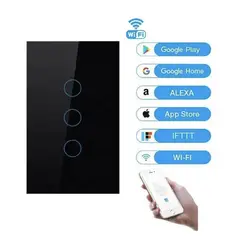 GENERICO - INTERRUPTOR TIPO SWITCH 3C NEGRO APP TUYA