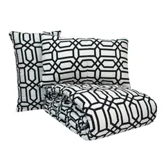 REALTEX - Edredón Acolchado Real Tex Doble Faz Línea Confort Geométrico Blanco Negro Gris Líneas Blancas