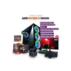 AMD - PC Gamer Ryzen 5 5600G/RAM 40GB/SSD 1TB/350W/Board A-520M-K + Monitor 22" FHD