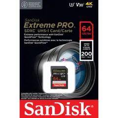 SANDISK - Memoria SDXC Card 64GB Extreme PRO 200MBs