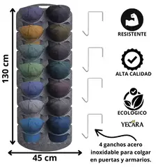 GENERICO - Organizador Perchero Para Gorras 14 Puestos - Gris-