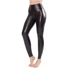 RAINBOW MODA - Leggins Negro mujer pantalon lycra efecto cuero_.