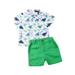 LUSOLSI - Ropa bebé camisa con estampado de dinosaurio y pantalones cortos