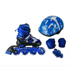 AMERICO SHOP - Kit Patines en Linea Expandibles Con Luz Protecciones TallaM