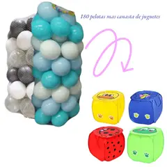 GENERICO - PELOTAS DE COLOR PASTEL NIÑ0 X 180 MAS CANASTA DE JUGUETES