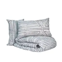 REALTEX - Edredón Acolchado Real Tex Doble Faz Línea Confort Geométrico Gris Hojas Selva