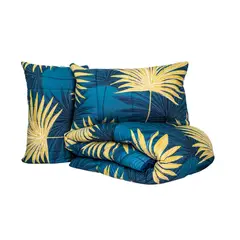 REALTEX - Edredón Acolchado Real Tex Doble Faz Línea Confort Hojas Doradas Diente león