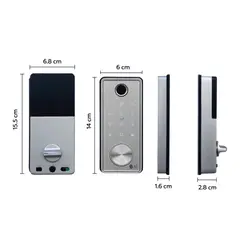 GENERICO - CERRADURA GRIS APP TTLOCK TARJETA HUELLA CLAVE LLAVE MATERIAL ALUMINIO